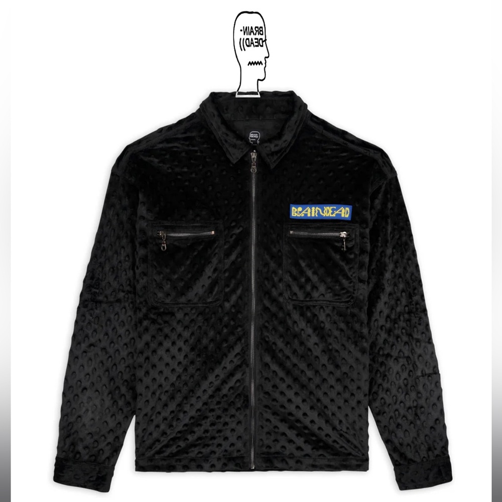 Brain Dead-EMBOSSED FUR FULL ZIP JACKET - BLACK